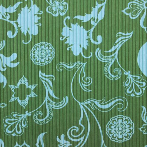 Polyester groen met blauwe bloemen - Knipmode