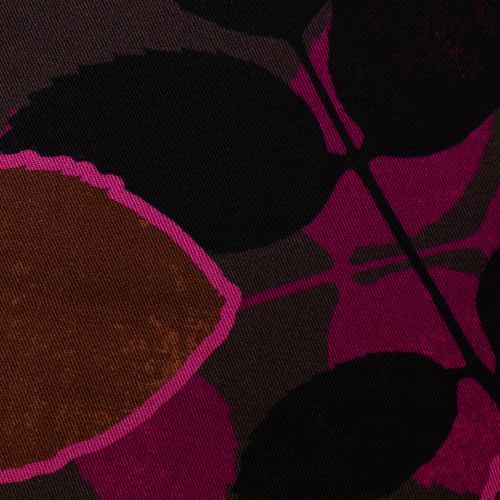 Viscose paars met roze bladeren motief