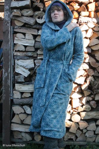 Jacquard tricot blauw met zonnen motief