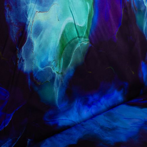 Zijde viscose mengeling abstract marbel blauw - Lorré - Alta Moda