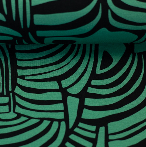Tricot groen met abstract patroon