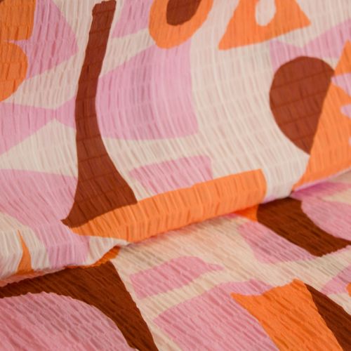 Polyester seersucker met abstracte print - Knipmode & Editex