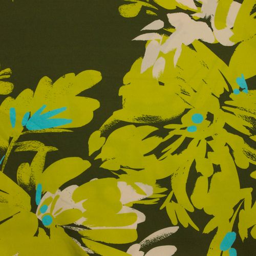 Polyester satijn limoen groen met abstracte print 