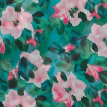 Polyester voile linnenlook groen met wazige bloemen print - Knipmode & A La Ville