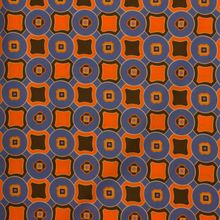 Katoen blauw met oranje geometrische print - Knipmode & A La Ville