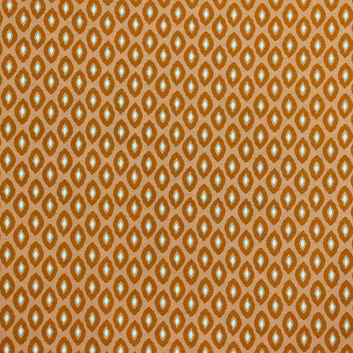 Bruine viscose tricot met retro patroon