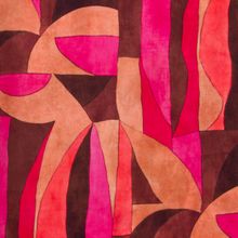 Italiaanse satijn katoen stretch rood bruin geometrische print
