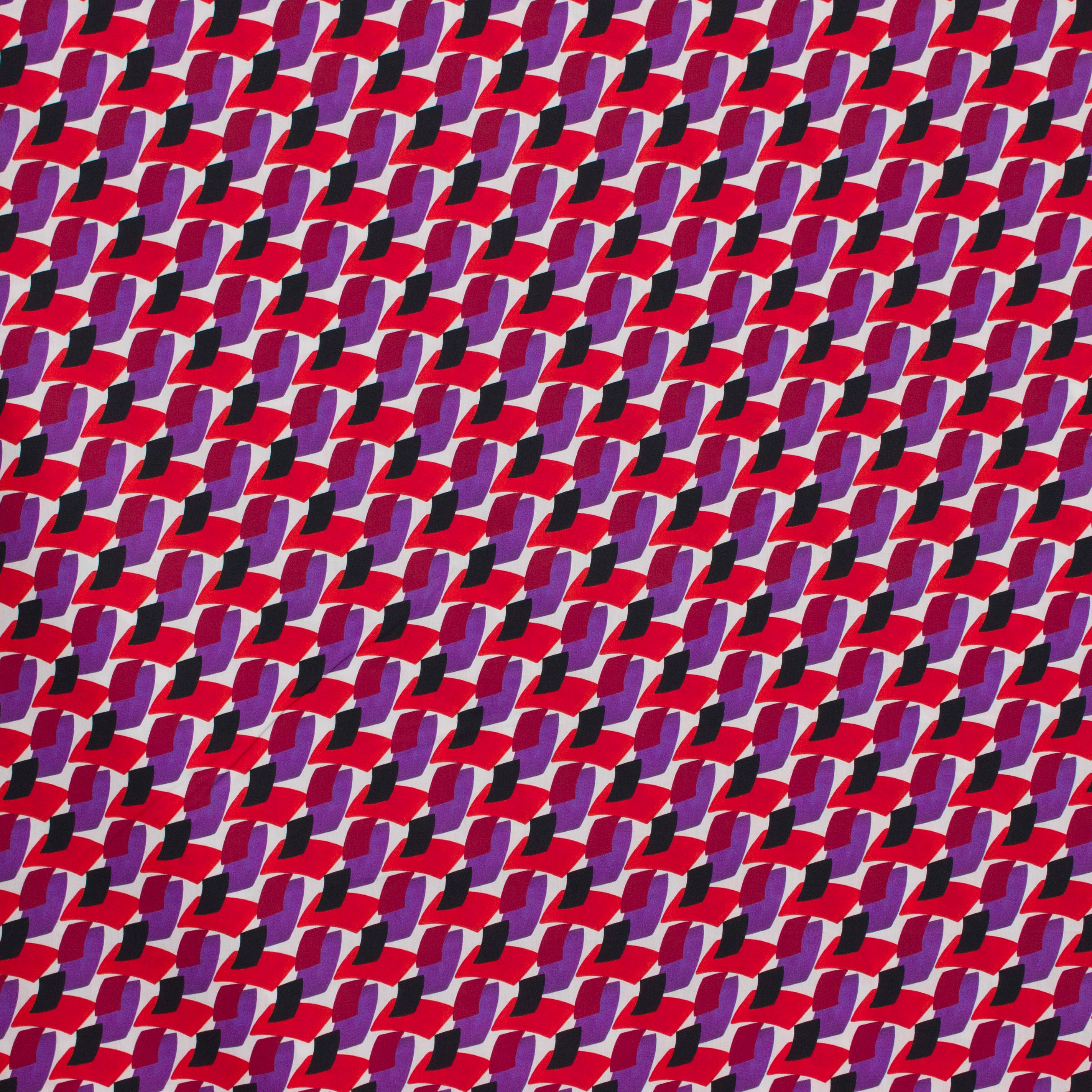 Italiaanse katoen rood paars en zwart geometrische print - Alta Moda