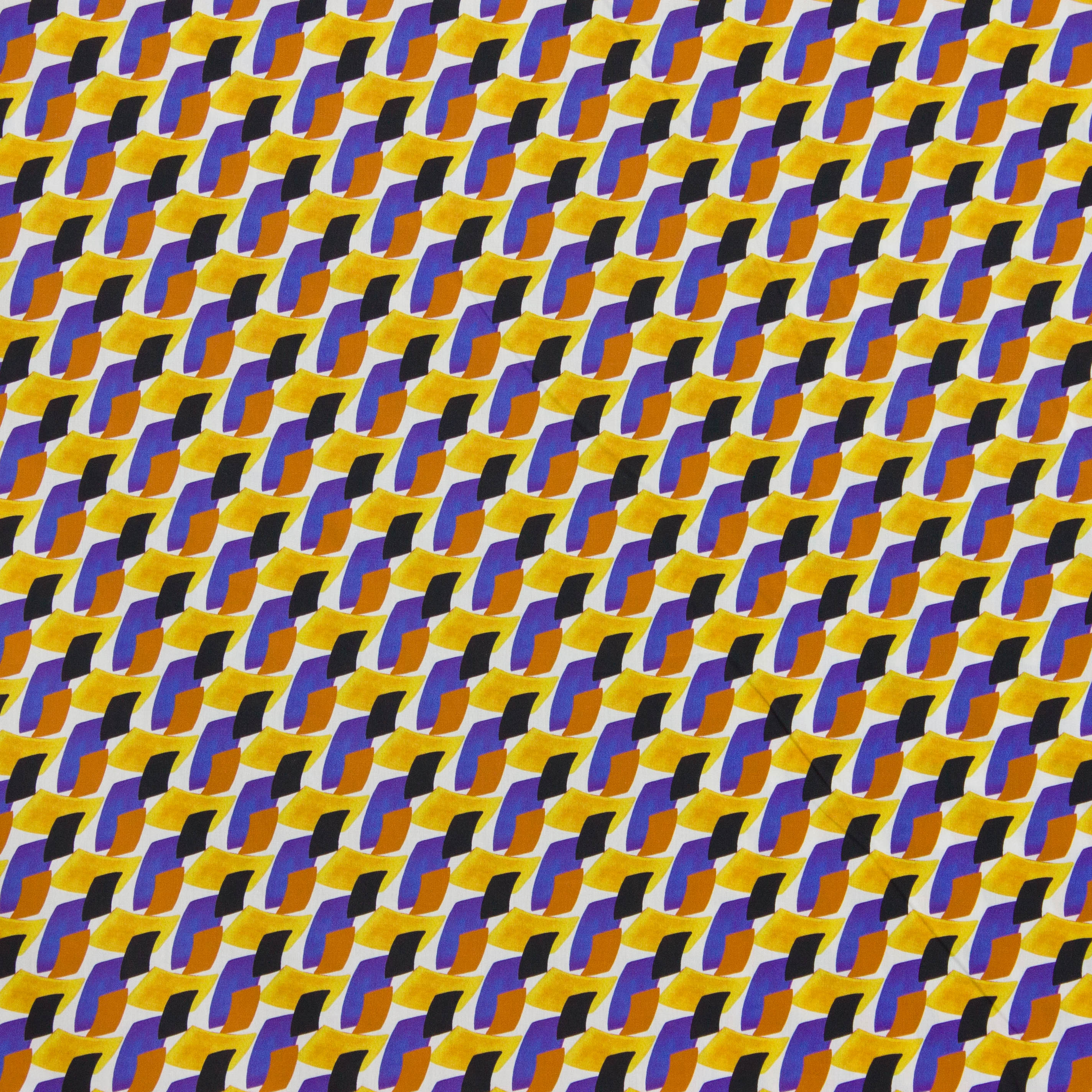Italiaanse katoen geel paars en zwart geometrische print - Alta Moda