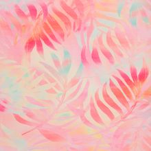 Plissé koraal/roze met palmbladeren