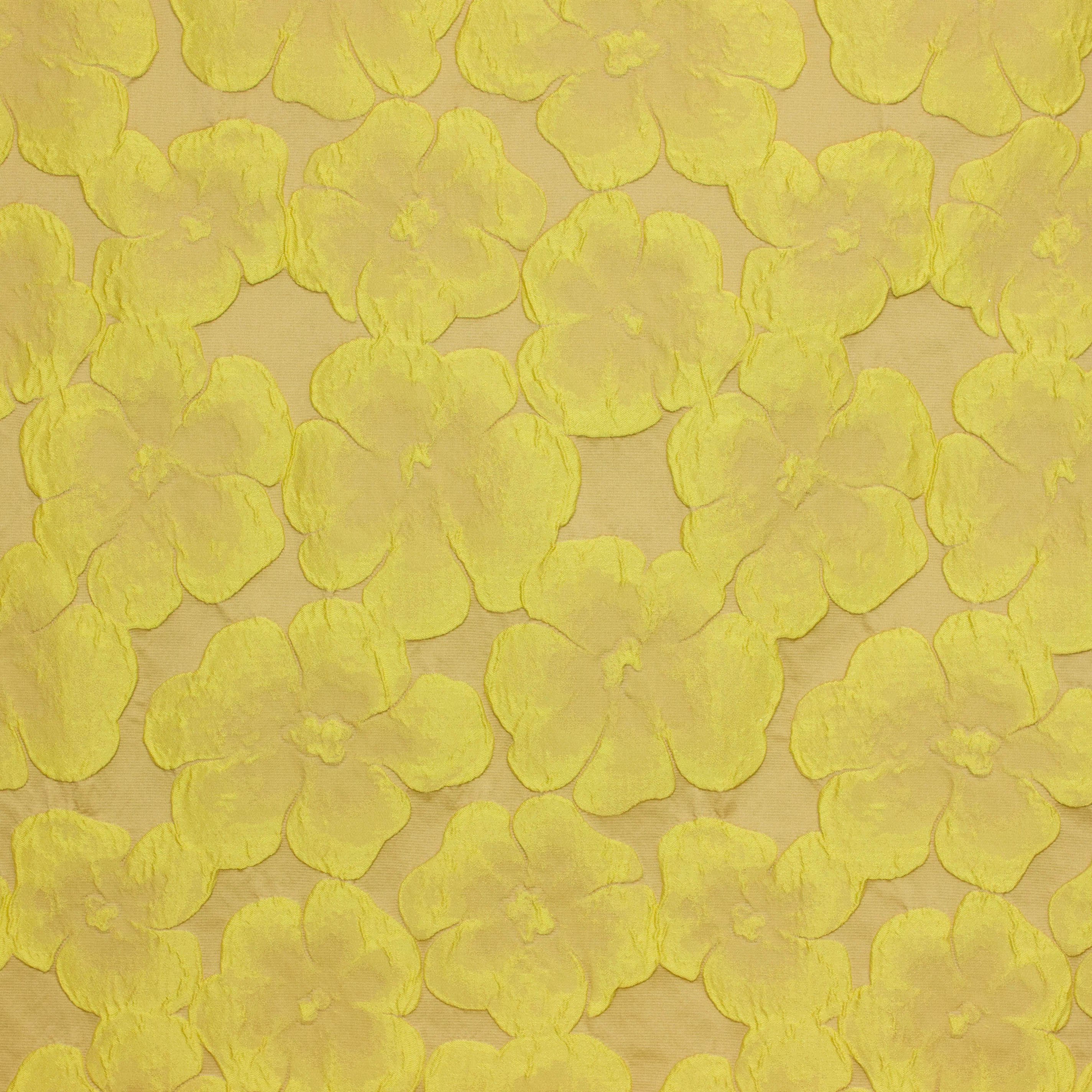 Polyester jacquard gele bloemen