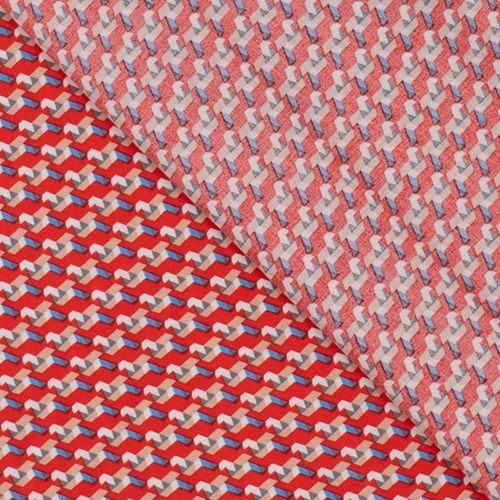Viscose rood met geometrisch patroon