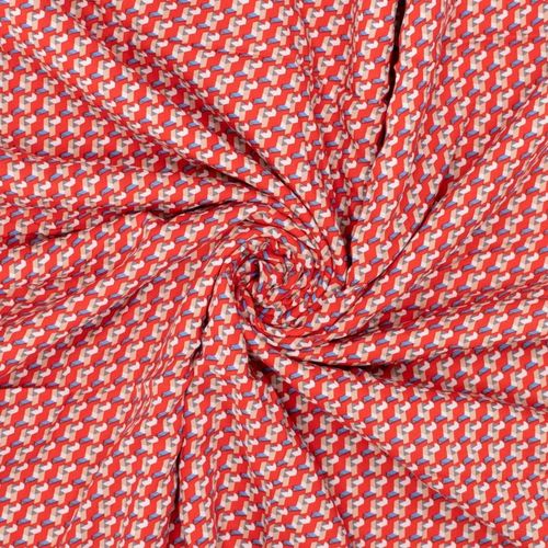 Viscose rood met geometrisch patroon