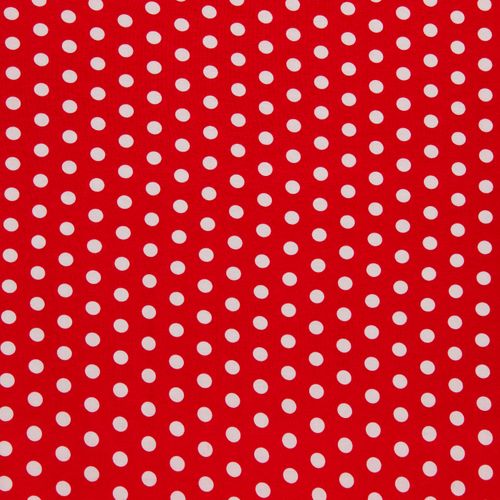 Viscose tricot rood met witte bollen