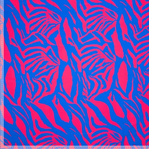 Viscose zebra print blauw roze