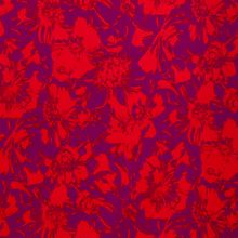 Viscose stretch paars met rode bloemen