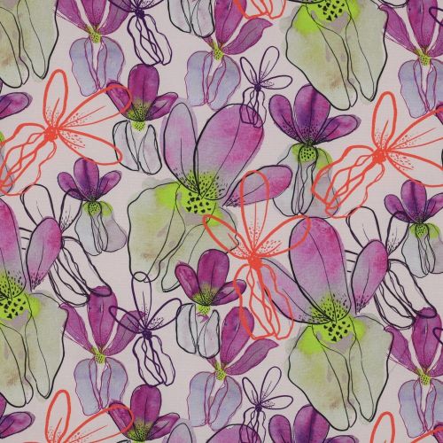 Lenzing ecovero pastel lila met bloemen - Nerida Hansen x Verhees Textiles