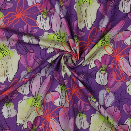 Lenzing ecovero paars bloemen © 2024 Verhees Textiles 