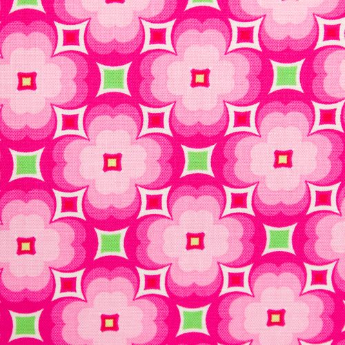 Katoen roze met bloemenmotief