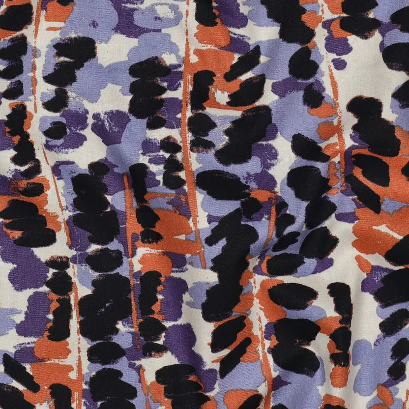 Katoen viscose abstract paars