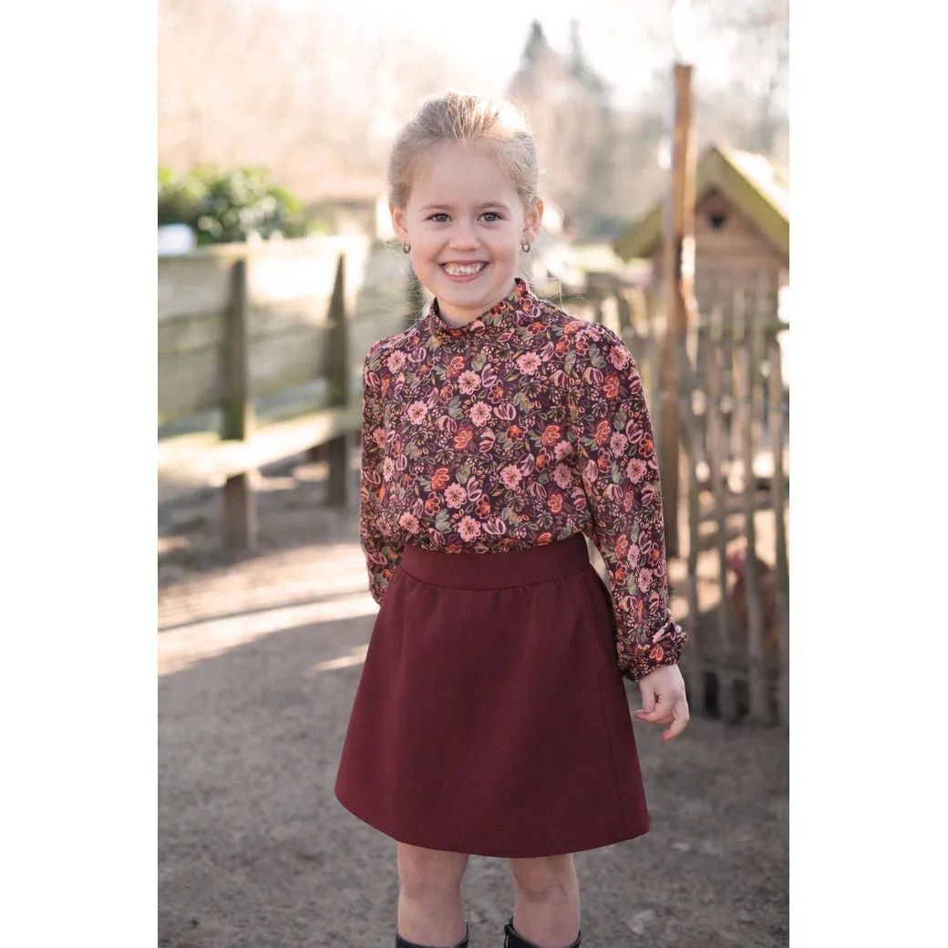 Tricot burgundy met bloemen