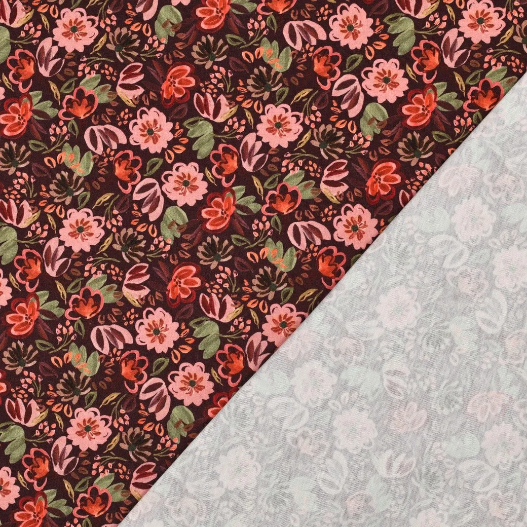 Tricot burgundy met bloemen