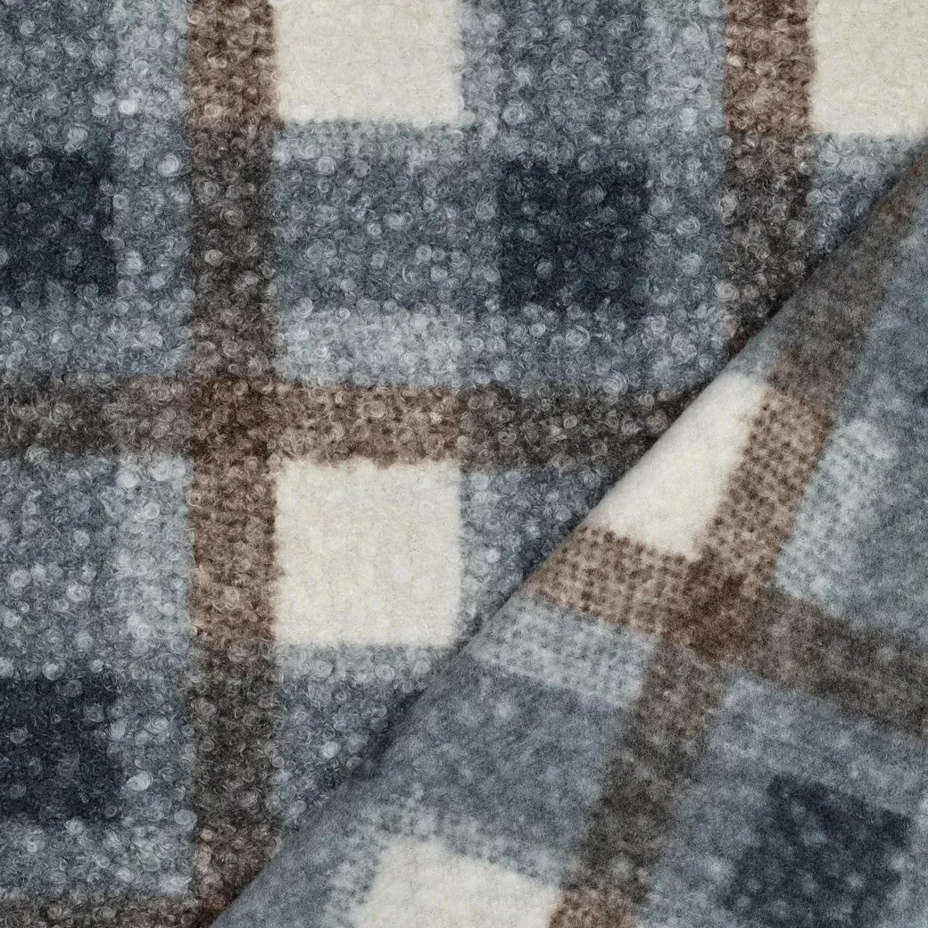 Boucle geruit grijs