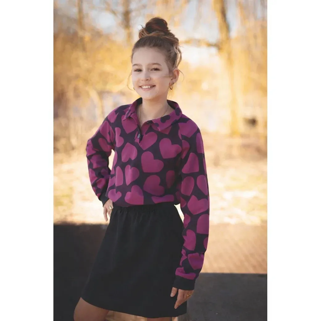 Sweater paars met hartjes
