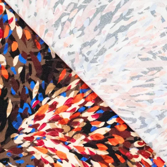 Viscose bruin abstracte print