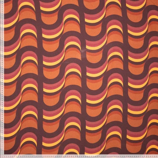 Viscose jacqaurd bruin abstracte print