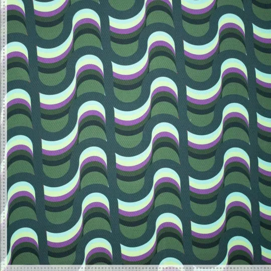 Viscose jacqaurd groen abstracte print
