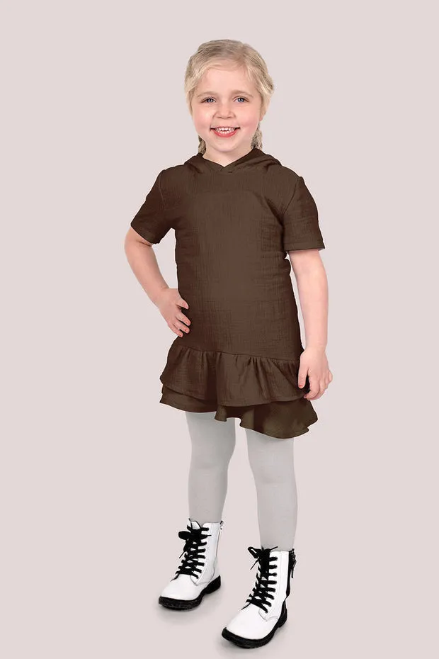 Mousseline effen donkerbruin