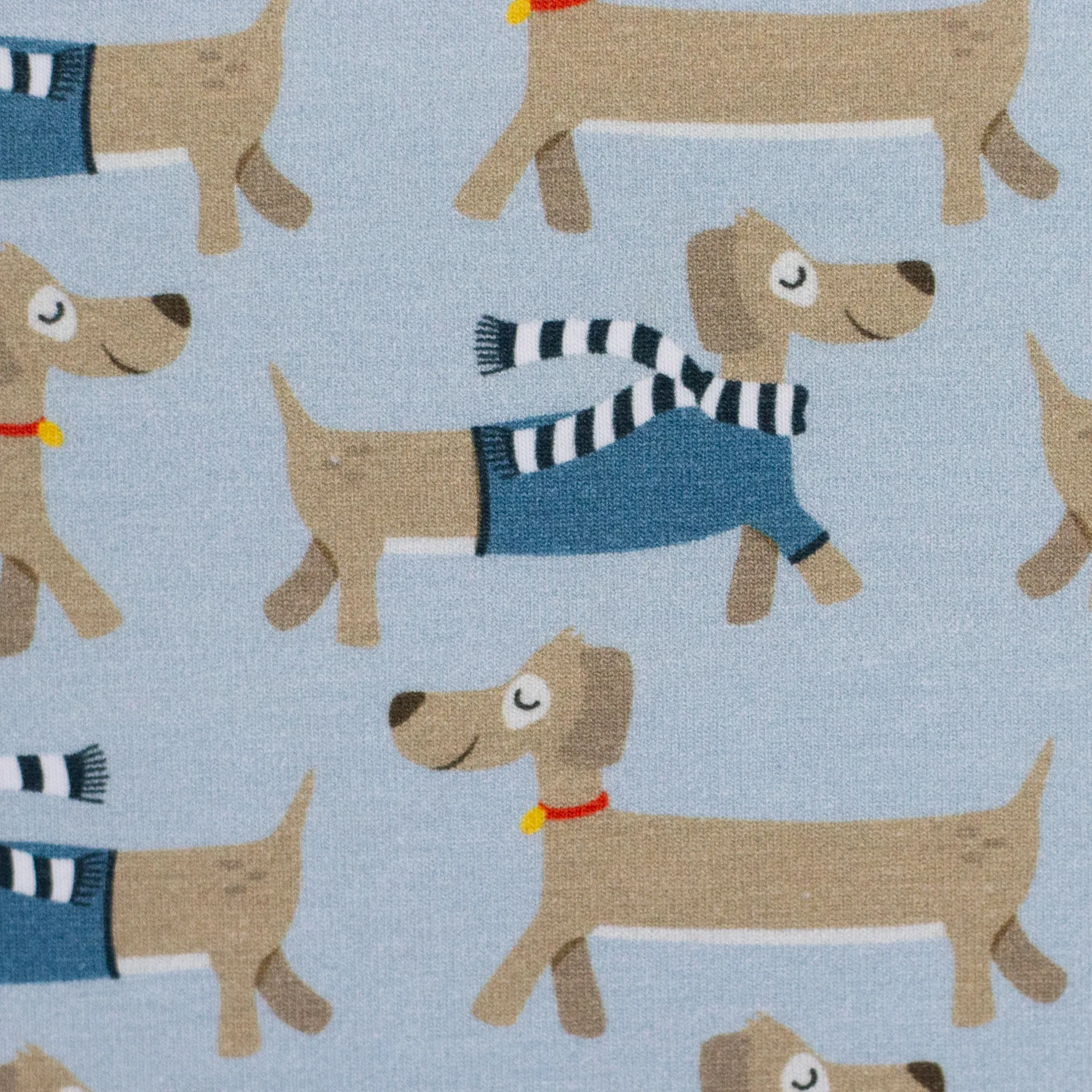 Tricot blauw met honden