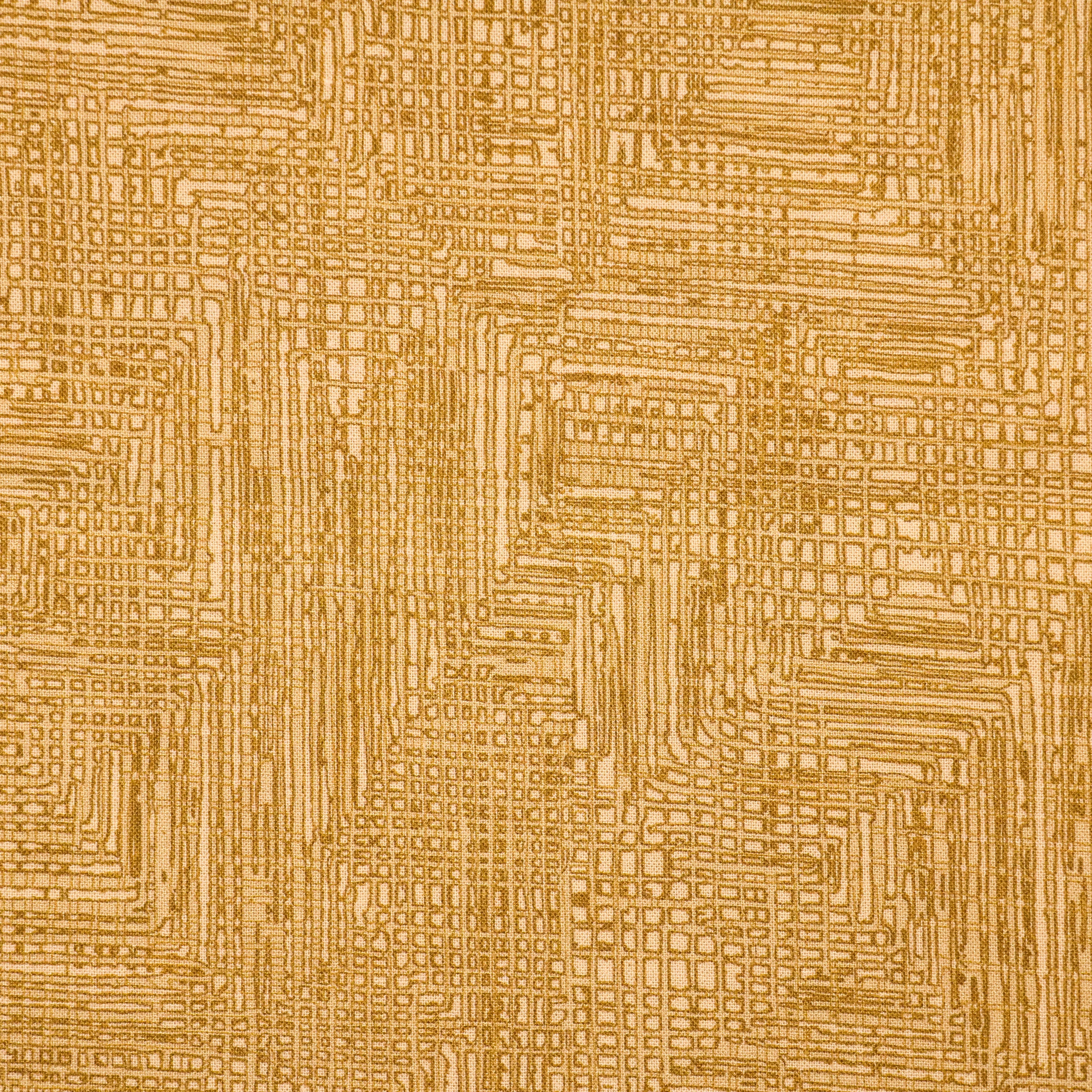 Katoen geel met abstract motief