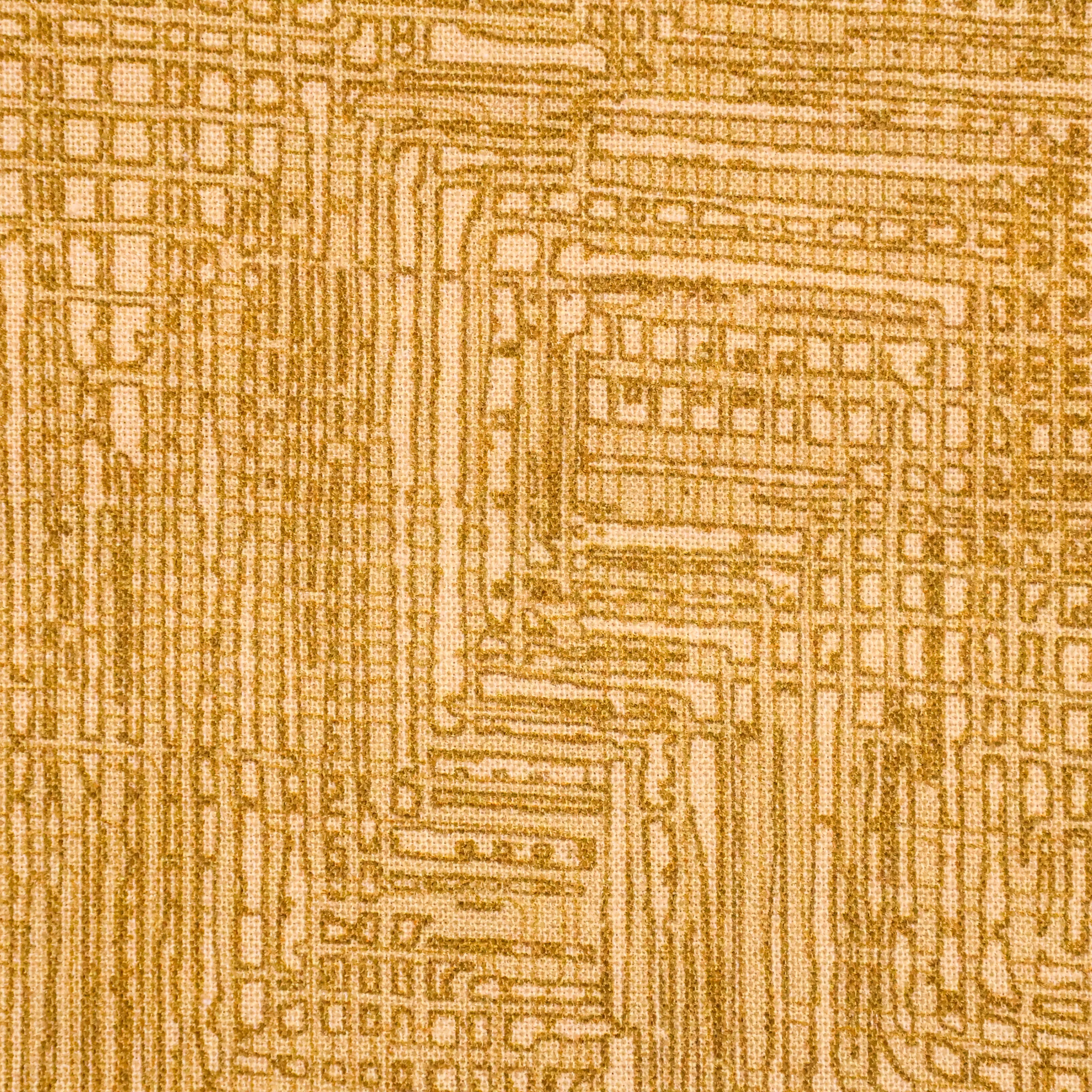 Katoen geel met abstract motief