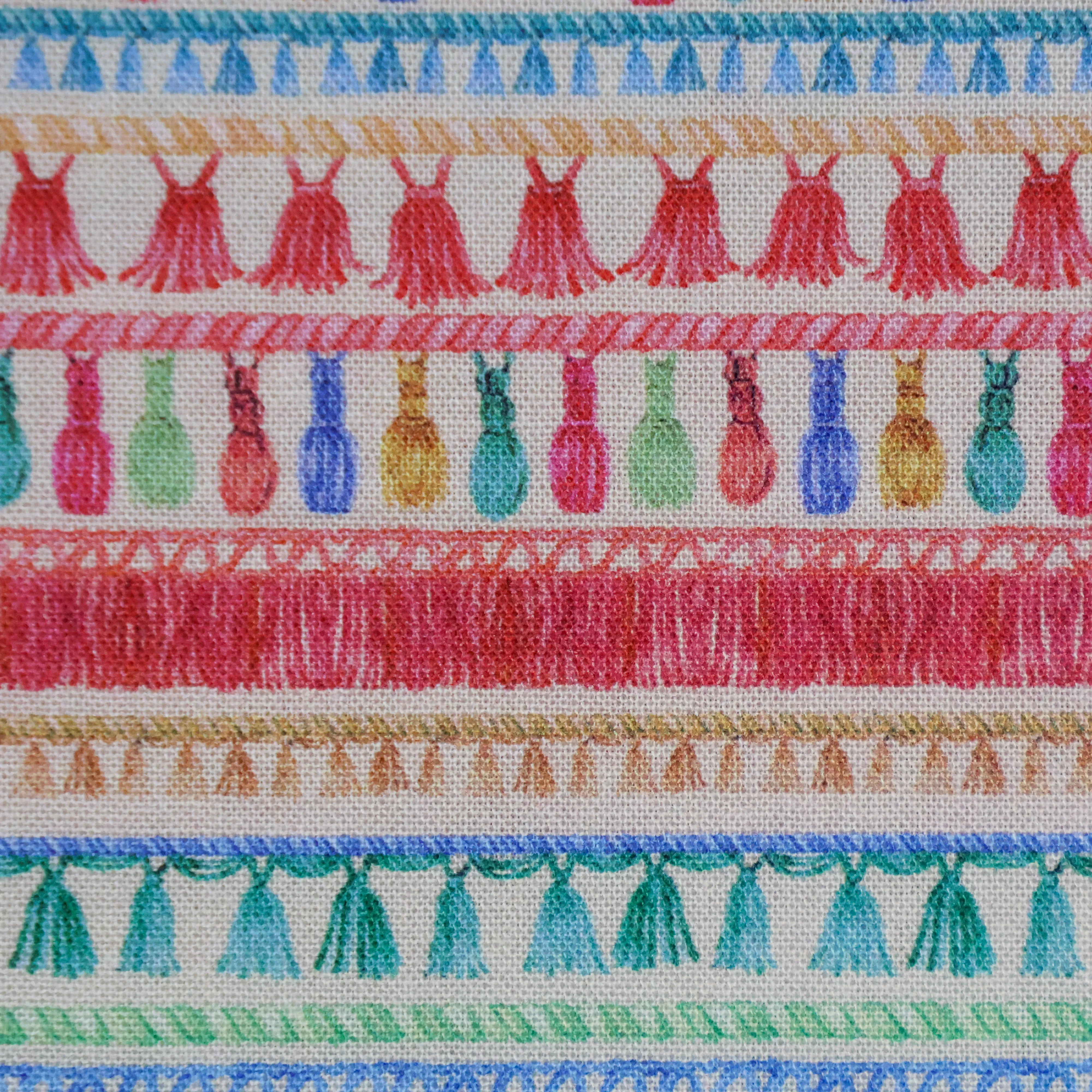 Katoen multicolor met abstract motief