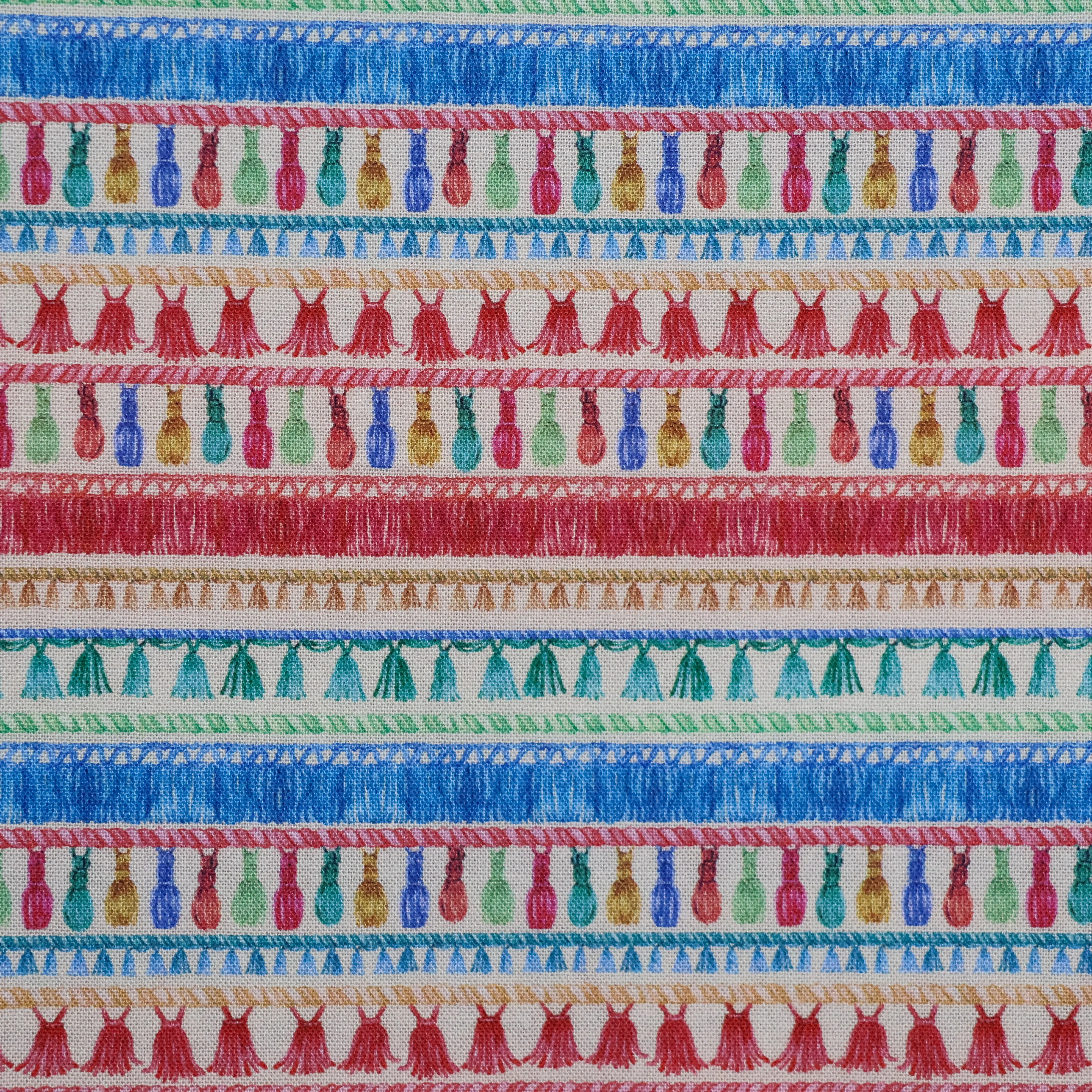 Katoen multicolor met abstract motief
