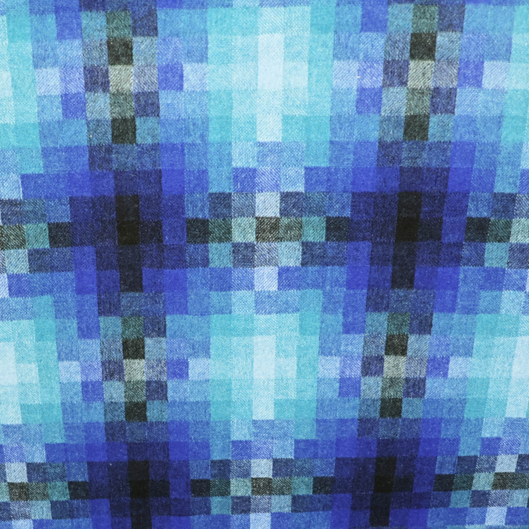 Mantelstof blauw ruit