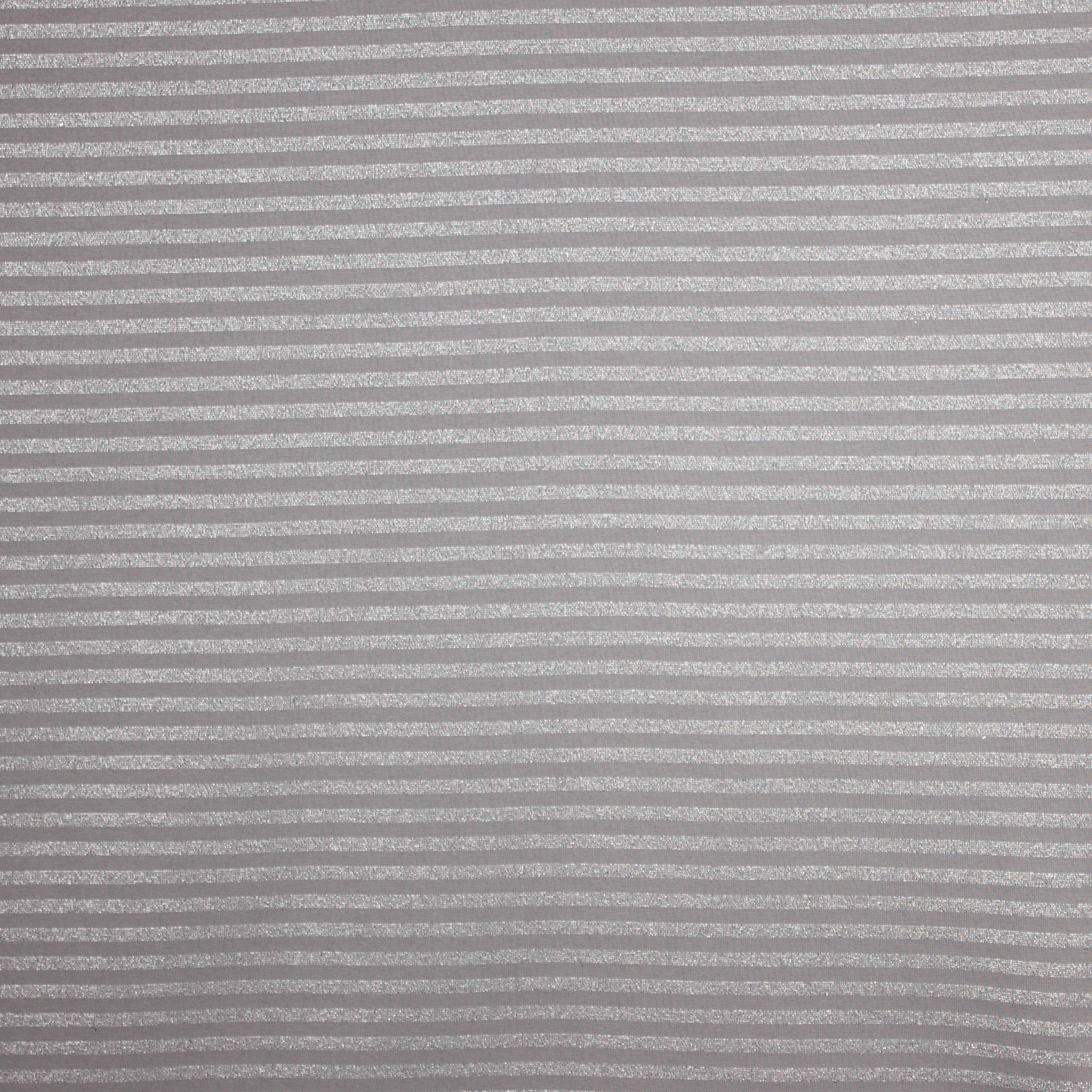 Katoen tricot grijs met zilver strepen
