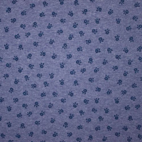 Blauw gebreide tricot met bloemenmotief