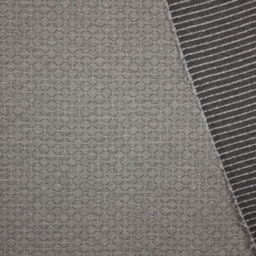 sweaterstofje met quilt motief in grijs en zilver afwerking