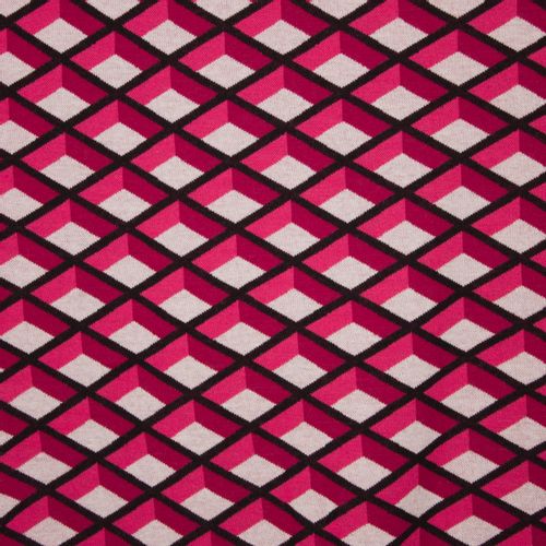 Katoenen breitje in roze tinten met geometrisch motief van Hamburger Liebe