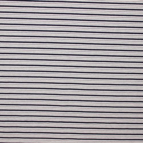Tricot met strepen in wit, zilveren glitter en marineblauw - 'Lurex stripe'