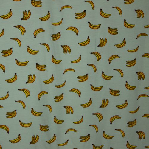 muntgroene tricot met bananeprint