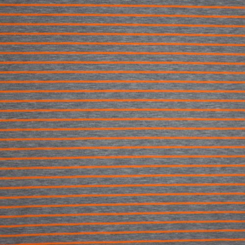 Lichtgrijze tricot met fluo oranje strepen