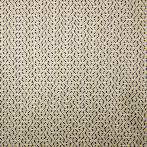 Polyester stof met abstract motief in grijs, wit en geel
