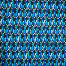 Katoen stretch blauw geometrisch motief