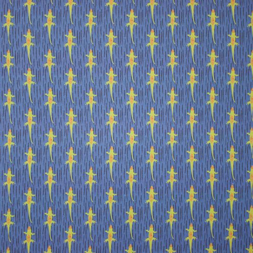 Blauwe tricot met gekko en streepjes motief van 'Jolijou'