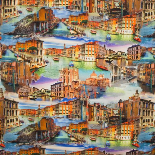 Katoenen tricot Venetië fotoprint