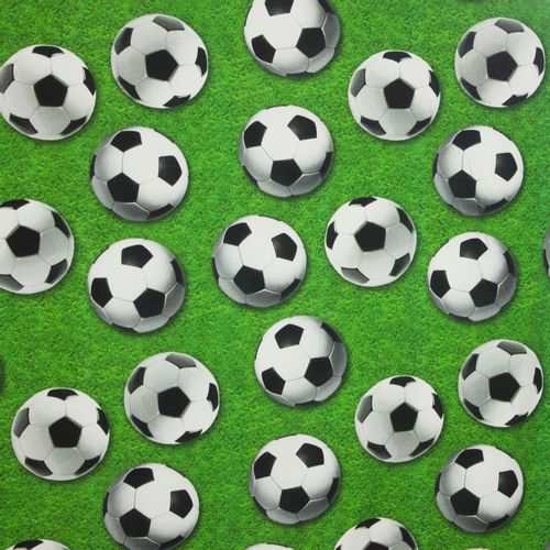 Katoen tricot gras- en voetbalmotief